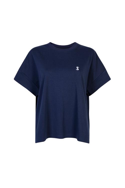 'SIS' SIGNATURE EMBROIDERED T SHIRT - NAVY