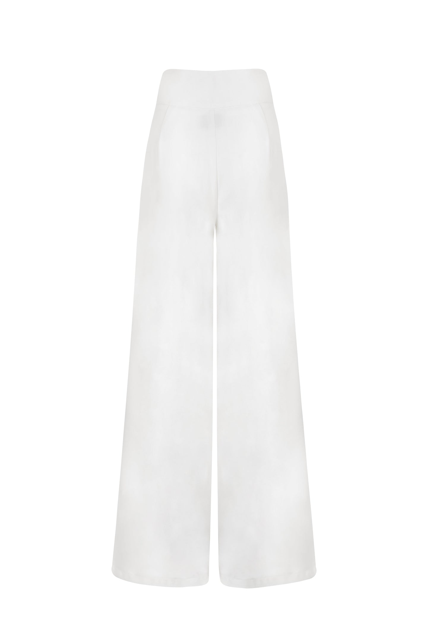 'DALINAS' WOOL BLEND WIDE LEG TROUSERS - OFF WHITE