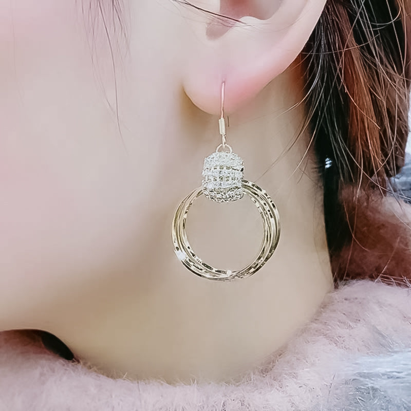 MARY - Rhinestone Large Hoop Earrings