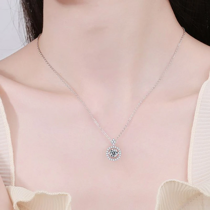1/0,8 CT Moissanite hanger voor vrouwen gesimuleerde diamanten halsketting