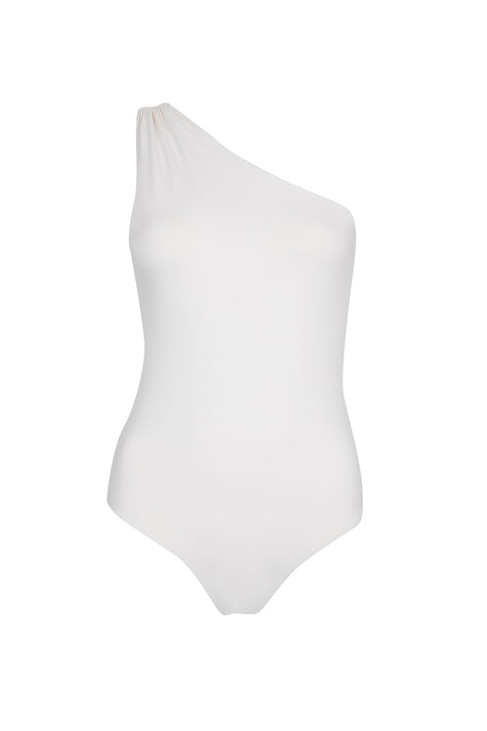 'PEGGY' ONE SHOULDER SWIMSUIT - CREAM