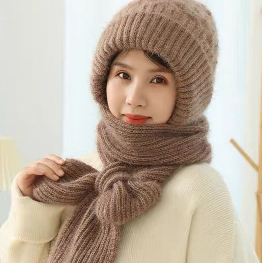 🌹Padded and thickened hooded scarf one-piece hat, 🔥🔥warm squirrel fleece wind and snow hat