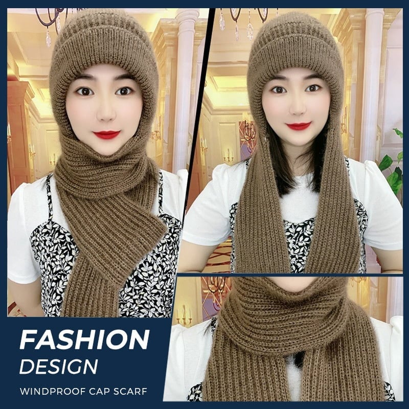 🌹Padded and thickened hooded scarf one-piece hat, 🔥🔥warm squirrel fleece wind and snow hat