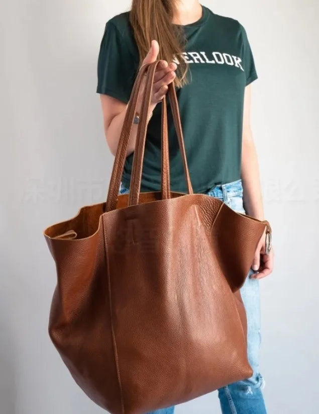 2023 Luxury Soft Pu Leather Hand Bags Big Tote Retro Lady Shopper Purses Casual Over Large Women Shoulder Bags Designer Handbags