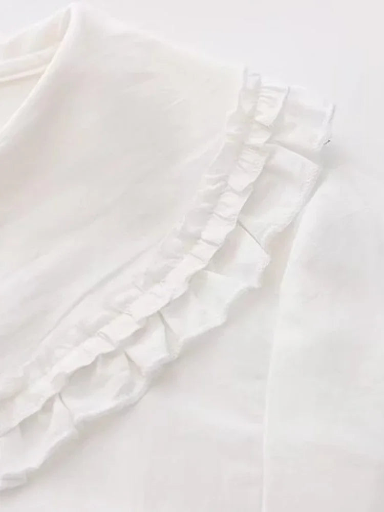 Preppy Lolita Style Women 100% cotton White Shirt Long Sleeve Peter Pan Collar Bowknot  Blouse  JK School Uniform Top