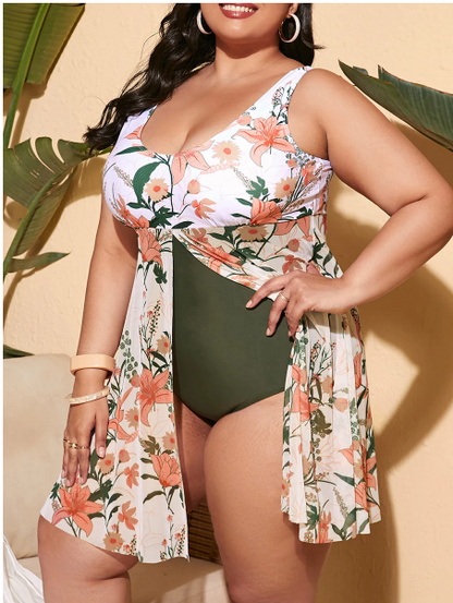 Floral Elegance Bliss Plus-Size One-Piece Swimsuit