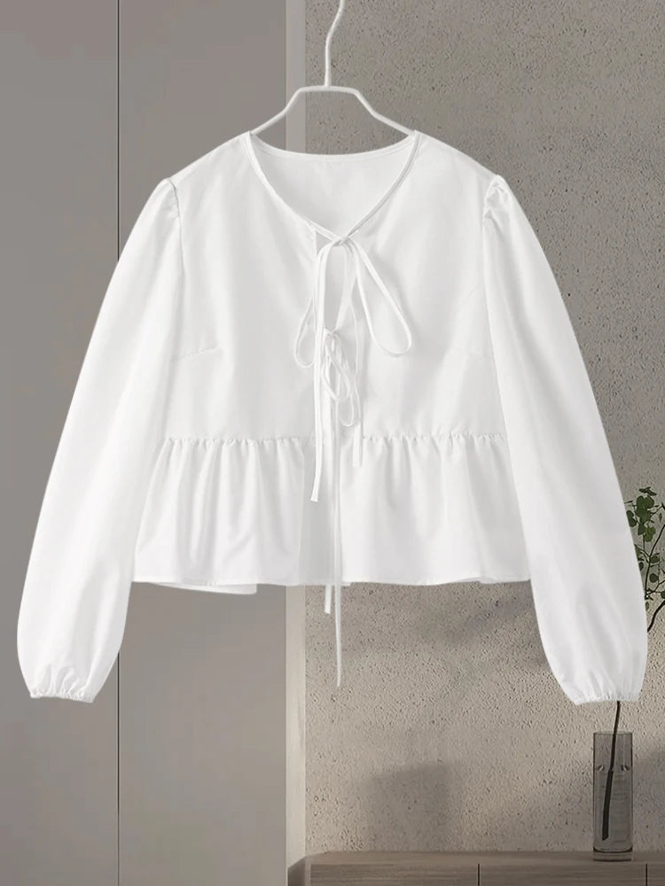 White Lace Up blouse